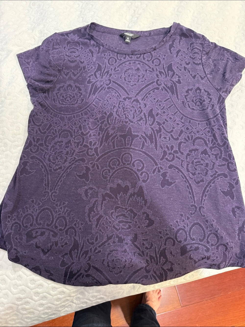 Sonoma Purple Floral-Texture Short Sleeve Tee